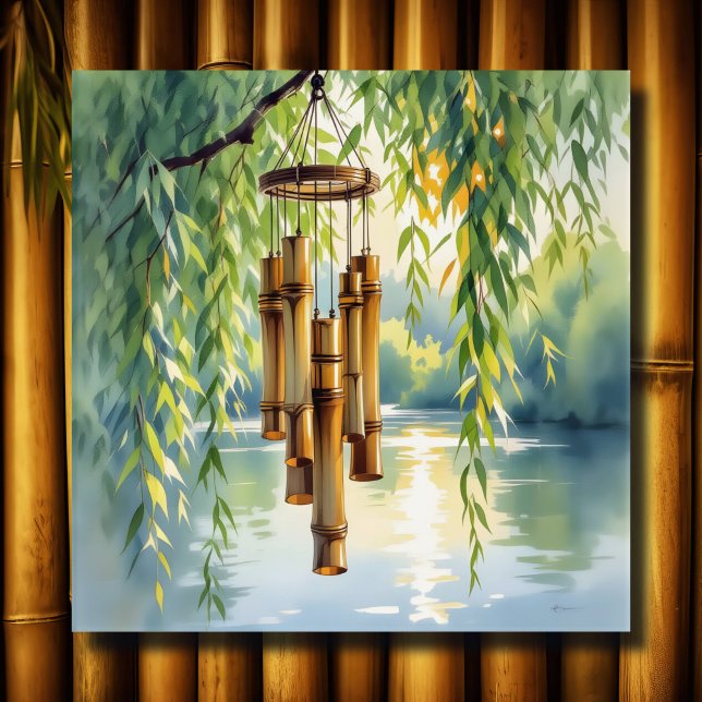 Affiche Willow plumant, Windchimes et lac (Créateur téléchargé)