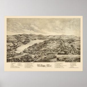 Affiche Wilton, ME Carte panoramique - 1895