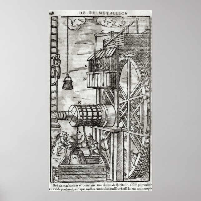 Affiche Winch for getting water from a mine (Devant)
