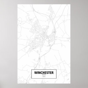 Affiche Winchester, Angleterre (noir sur blanc)