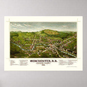 Affiche Winchester, carte panoramique de NH - 1887