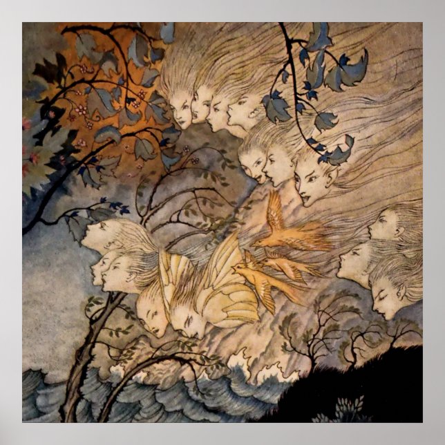 Affiche “Wind Sprites” by Arthur Rackham (Devant)