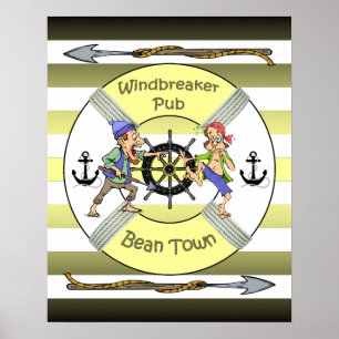 Affiche "Windbreaker Pub" ~ Bean Town ~ (Boston) ~