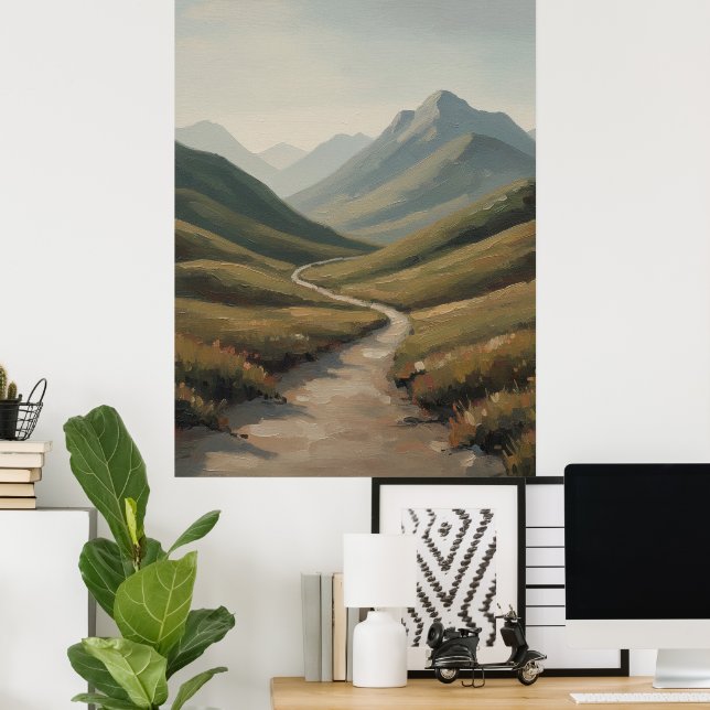 Affiche Winding River Valley a Peaceful Mountain Landscape (Bureau à domicile)