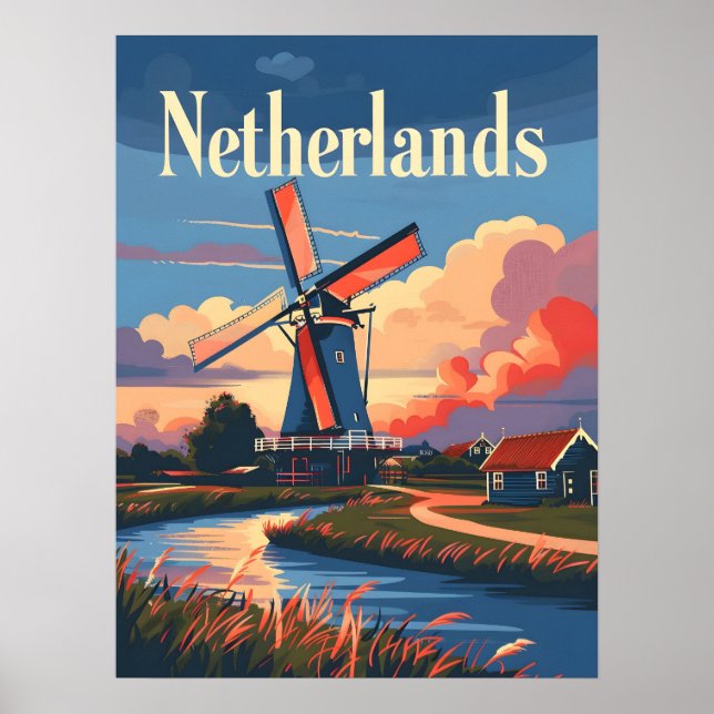 Affiche Windmill néerlandais Pays-Bas (Devant)