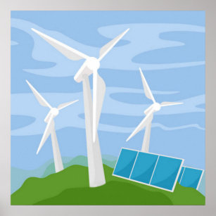 Affiche Windmills et cellules solaires