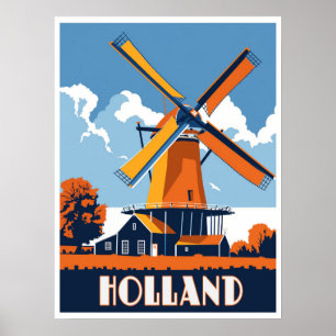 Affiche Windmills of Holland - Un Vintage voyage