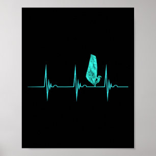 Affiche Windsurfer Heartbeat Ekg Pulse Water Sport Windsur