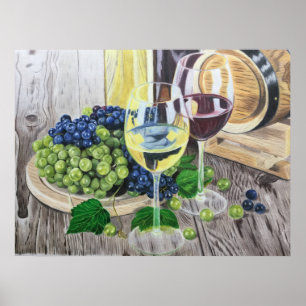 Affiche Wine and Grapes