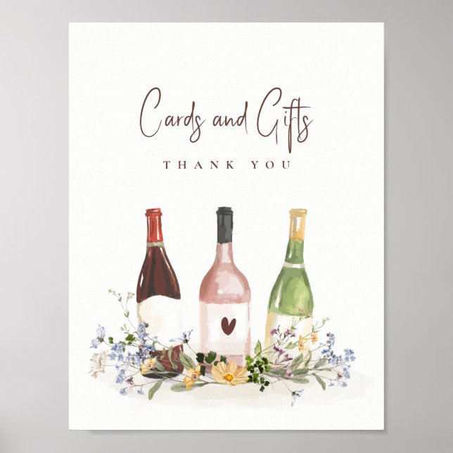 Affiche Wine Bottles Cards & Gifts Sign Bridal Shower (Devant)