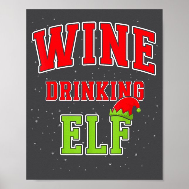 Affiche Wine Drinking Elf Christmas Family Matching Group  (Devant)