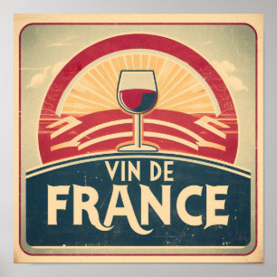 Affiche wine, France, french, vintage, red wine