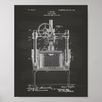 Wine Press 1903 Patent Art Chalkboard