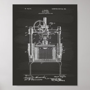 Affiche Wine Press 1903 Patent Art Chalkboard