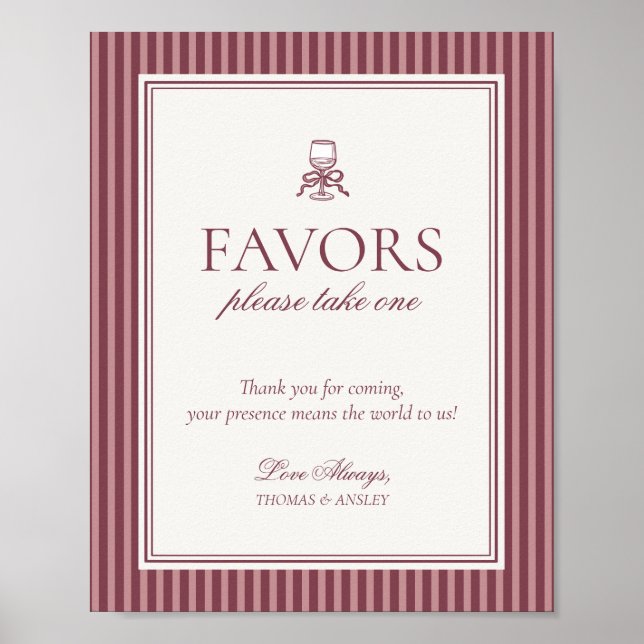 Affiche Wine Vineyard Club Old Money Wedding Favors Sign (Devant)