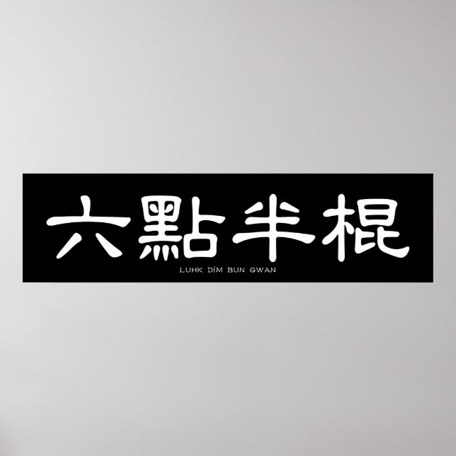 Affiche Wing Chun Long Poteau Calligraphie chinoise blanch (Devant)
