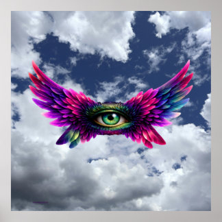 Affiche Winged Protection Eye – Surreal Intention Art Post