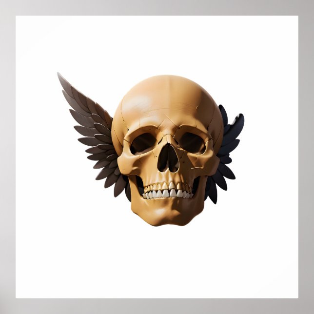 Affiche Winged Skull Symbolizing Mortality and Freedom (Devant)