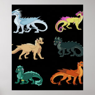 Affiche Wings fire set sticker dragon classic