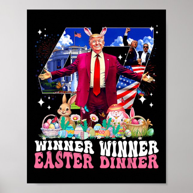 Affiche Winner Easter Dinner Trump Bunny Hunt Eggs Happy E (Devant)
