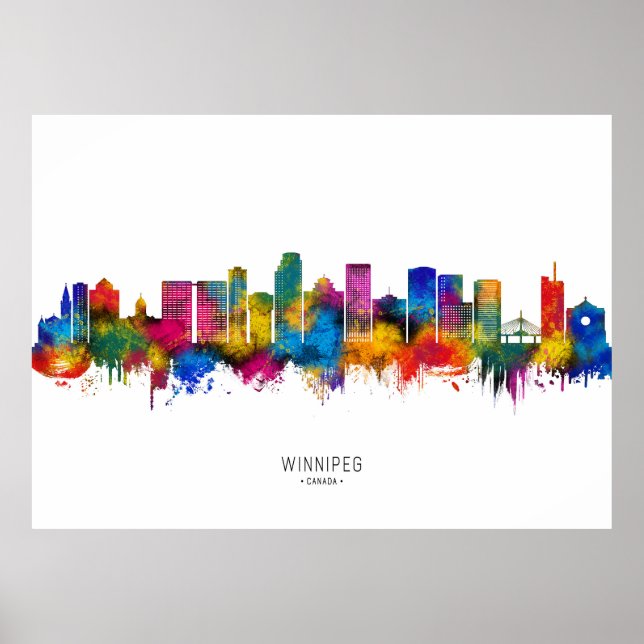 Affiche Winnipeg Manitoba Skyline (Devant)