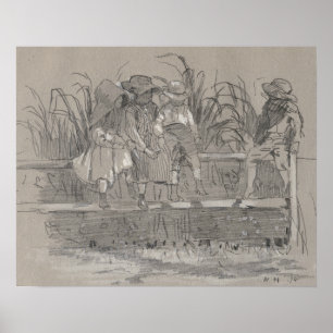 Affiche Winslow Homer - Enfants assis sur une clôture
