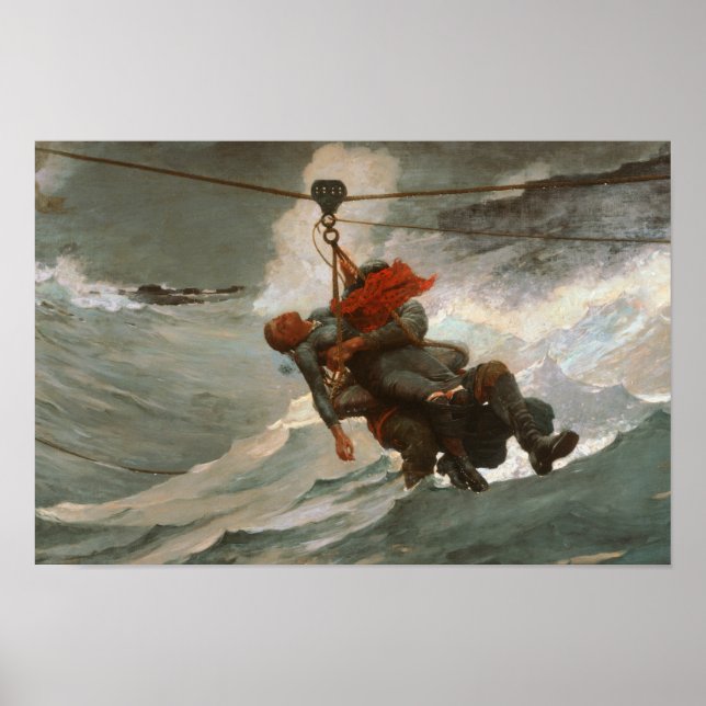 Affiche Winslow Homer - La ligne de vie (Devant)