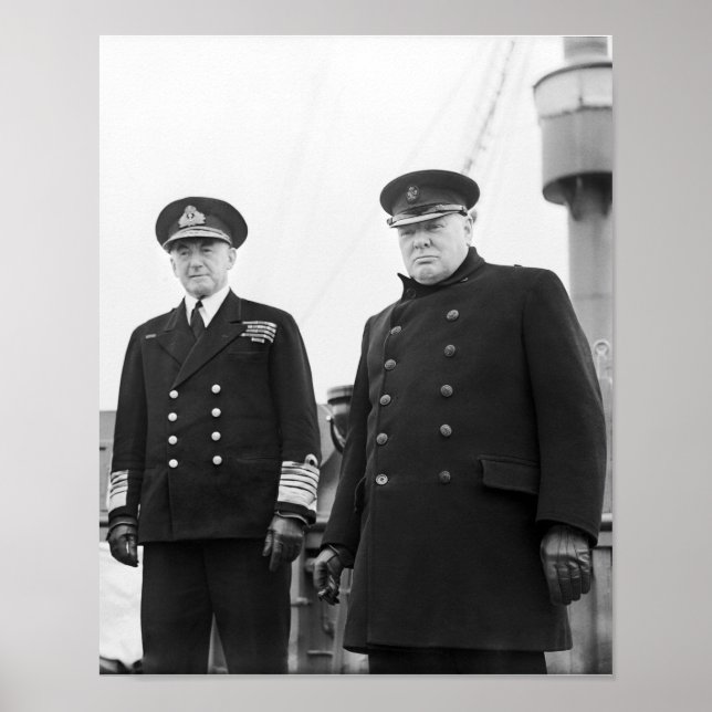 Affiche Winston Churchill et l'amiral Dudley Pound (Devant)