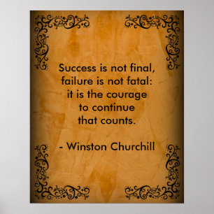 Affiche Winston Churchill Quote; Success Scroll & Stucco