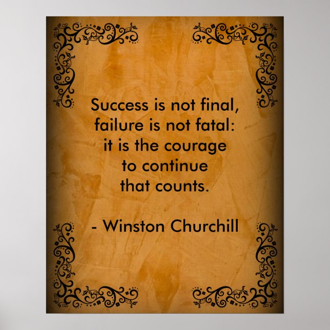 Affiche Winston Churchill Quote; Success Scroll & Stucco (Devant)