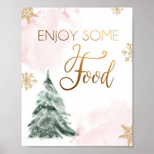 Affiche Winter Baby Shower Cold Outside Snowflakes Food