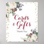 Affiche Winter Christmas Floral Cards & Gifts Sign<br><div class="desc">Winter Christmas Floral Cards & Gifts Sign</div>