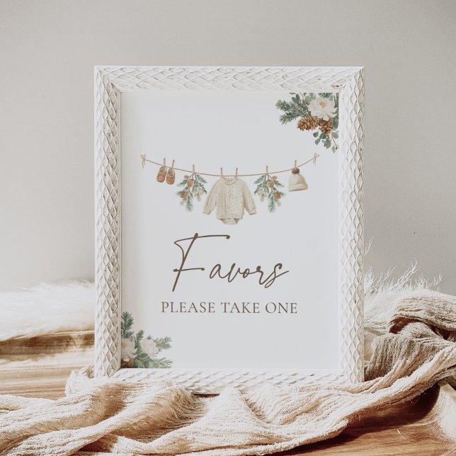 Affiche Winter Clothesline Baby Shower Favors Sign (Créateur téléchargé)