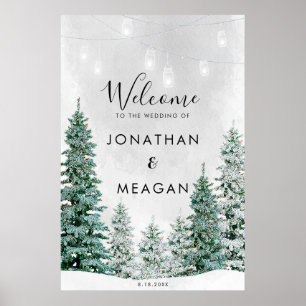 Affiche Winter forest holiday welcome wedding sign
