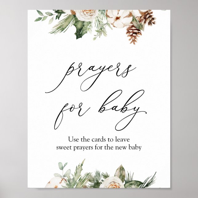 Affiche Winter Greenery Prayers for Baby Pedestal Sign (Devant)