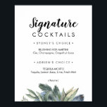 Affiche Winter Greenery Signature Cocktails Sign<br><div class="desc">This winter greenery signature cocktails sign is perfect for an elegant wedding. The modern fall or winter design features simple watercolor greenery and dark olive leaves with a rustic holiday feel.</div>