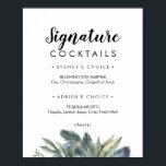 Affiche Winter Greenery Signature Cocktails Sign<br><div class="desc">This winter greenery signature cocktails sign is perfect for an elegant wedding. The modern fall or winter design features simple watercolor greenery and dark olive leaves with a rustic holiday feel.</div>