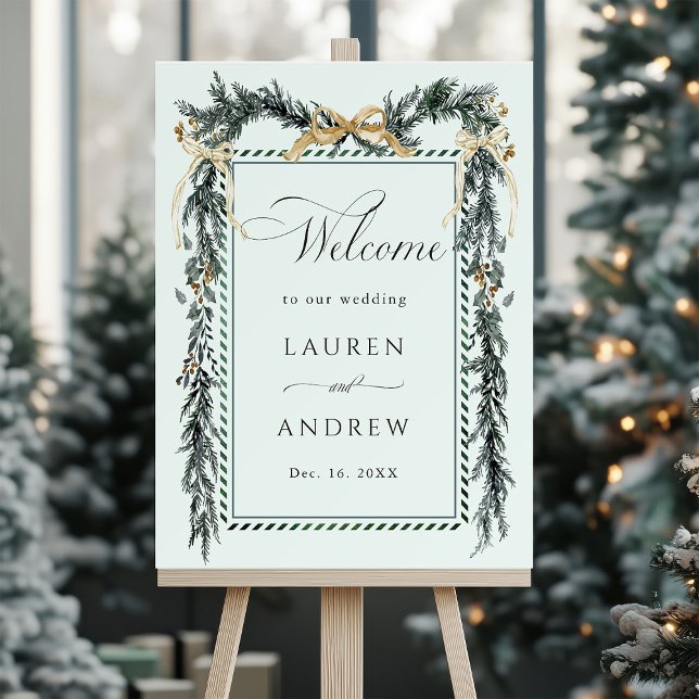 Affiche Winter Greens Garland Wedding Welcome Mint Green (Créateur téléchargé)