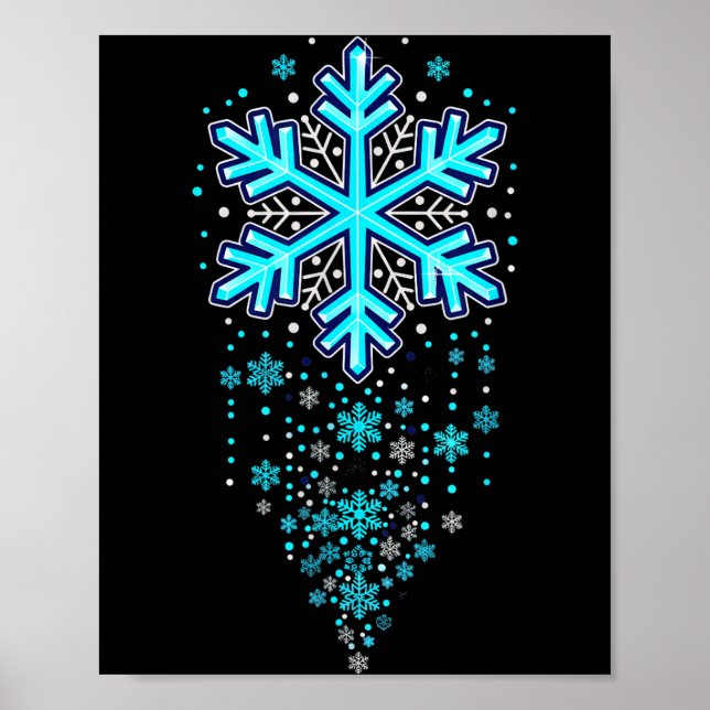 Affiche Winter Holiday Apparel - Blue Snowflake Cascade, I (Devant)