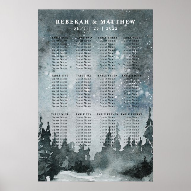 Affiche Winter Night Forest Wonderland Seing Chart (Devant)