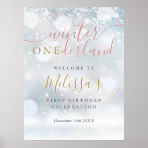 Affiche Winter Onederland 1er anniversaire Pink Gold Welco