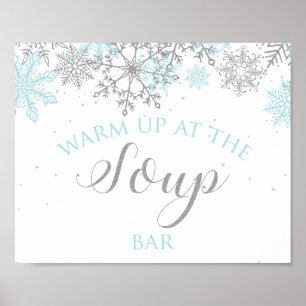 Affiche Winter Onederland Blue and Silver Soup Bar