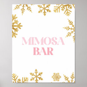 Affiche Winter Onederland Mimosa signe bar rose et or