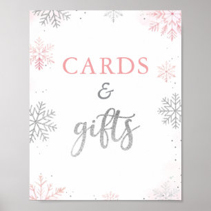 Affiche Winter Onederland Rose Anniversaire Cartes et Cade