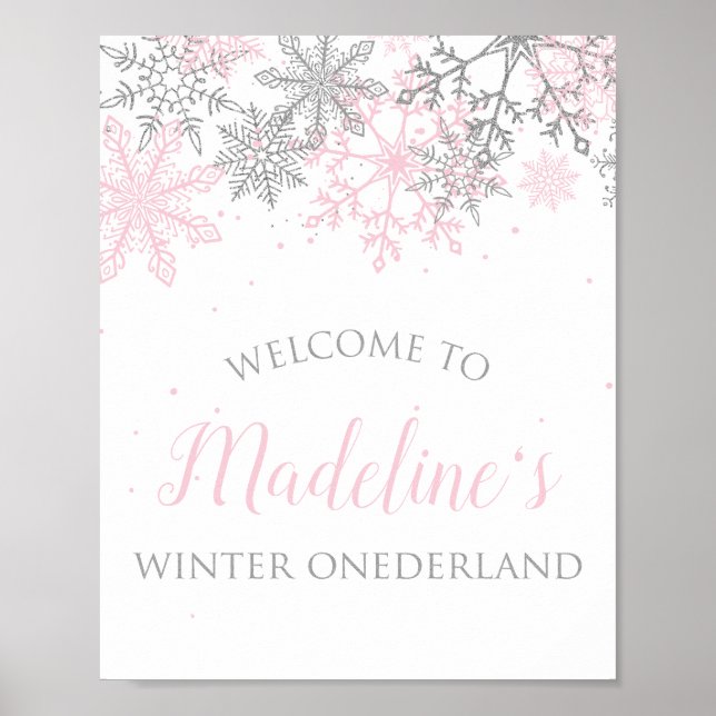 Affiche Winter ONEderland snowflake Welcome Sign (Devant)