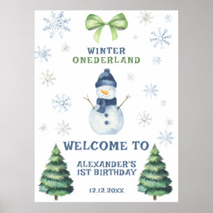 Affiche Winter Onederland Snowman 1er anniversaire