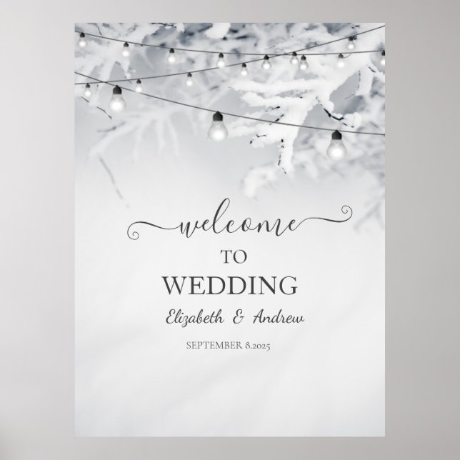 Affiche Winter Snow Branches Wedding (Devant)
