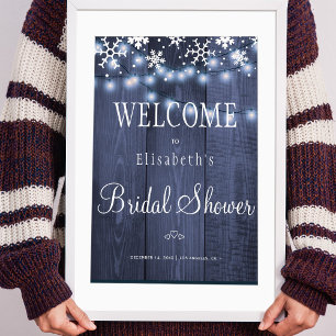 Affiche Winter snow lights bridal shower welcome sign