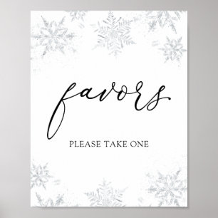 Affiche Winter Snowflake Favors Sign