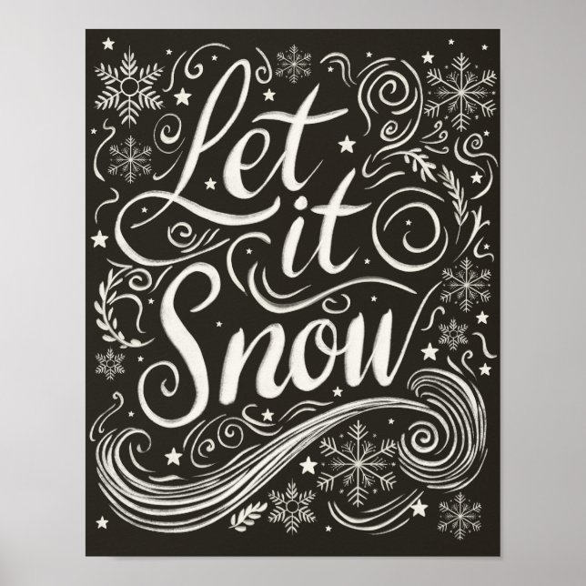 Affiche Winter Wonderland Chalkboard Let It Snow (Devant)